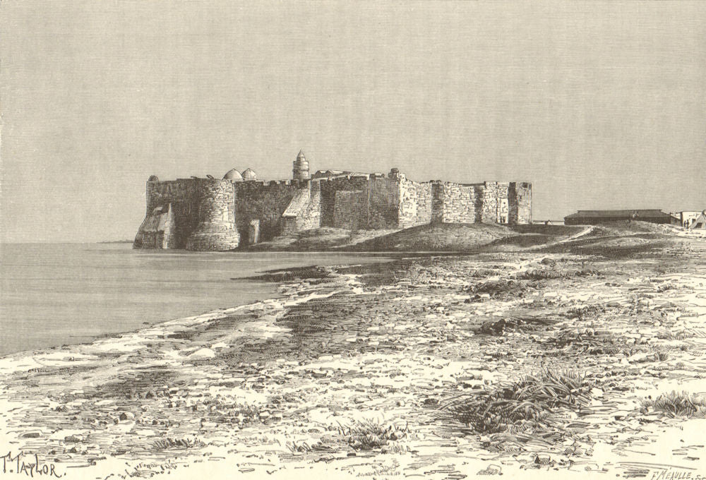 Djerba Island. Castle near Humt Suk. Tunisia 1885 old antique print picture